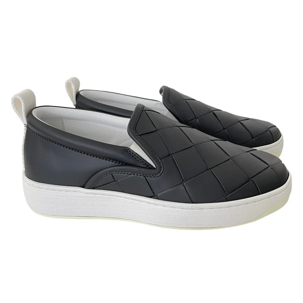 Bottega Veneta 578303 Women's Ardoise Leather intrecciato Loafers shoes, 38‎